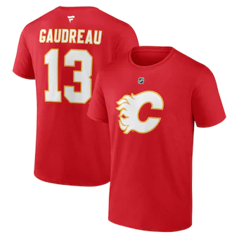 Johnny Gaudreau Calgary Flames Fanatics Branded - Authentic Stack Name & Number T-Shirt - Red