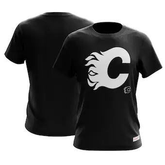 Calgary Flames Mitchell & Ness - Negative Space T-Shirt - Black