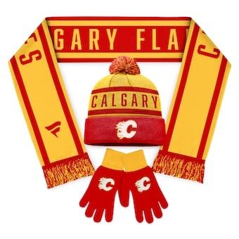 Calgary Flames Fanatics Branded Scarf, Glove & Knit Combo Pack